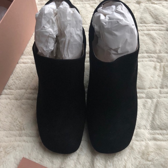 New miu miu Black suede leather mule heels black - Picture 3 of 8